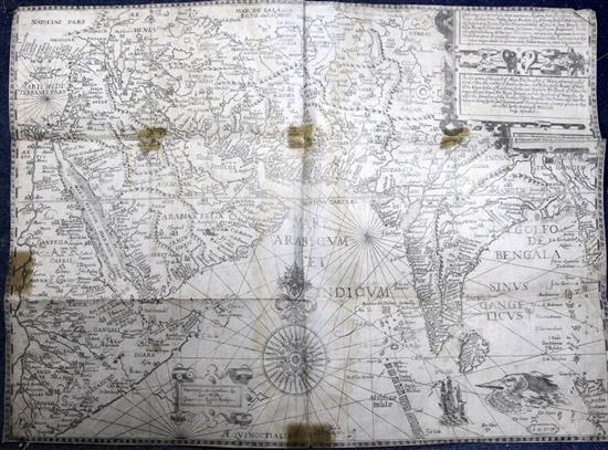 John Wolfe & Robert Beckit Map of Arabia and India 14.75 x 20.5in, unframed.